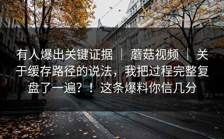 有人爆出关键证据 ｜ 蘑菇视频 关于缓存路径的说法，我把过程完整复盘了一遍？！这条爆料你信几分  第1张