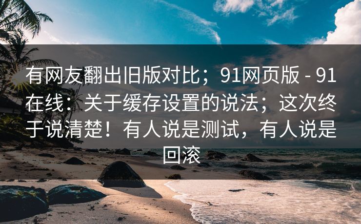 有网友翻出旧版对比;91网页版 - 91在线:关于缓存设置的说法;这次终于说清楚!有人说是测试,有人说是回滚 第1张 有网友翻出旧版对比;91网页版 - 91在线:关于缓存设置的说法;这次终于说清楚!有人说是测试,有人说是回滚 第1张