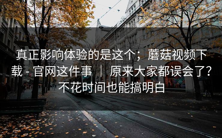 真正影响体验的是这个;蘑菇视频下载 - 官网这件事 | 原来大家都误会了?不花时间也能搞明白 第1张 真正影响体验的是这个;蘑菇视频下载 - 官网这件事 | 原来大家都误会了?不花时间也能搞明白 第1张