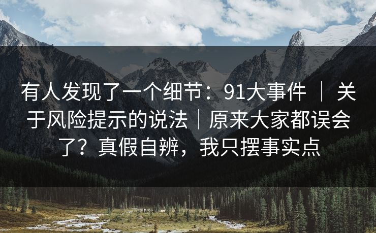 有人发现了一个细节:91大事件 | 关于风险提示的说法|原来大家都误会了?真假自辨,我只摆事实点 第1张 有人发现了一个细节:91大事件 | 关于风险提示的说法|原来大家都误会了?真假自辨,我只摆事实点 第1张